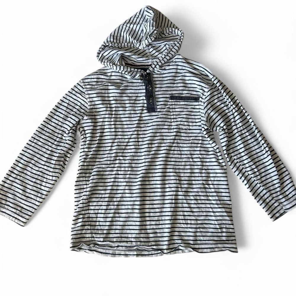 PAPER DENIM & CLOTH Kids Hoodie Shirt - Size 10/12, Navy & White, 100%